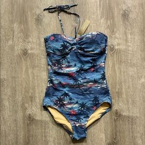J. Crew Tropical Print Halter One Piece Suit